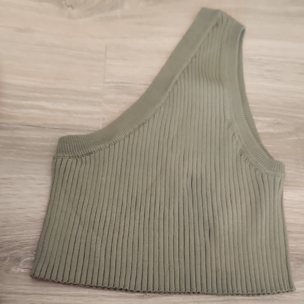 Zara Olive Ribbed Crop Top